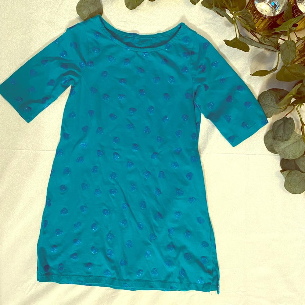 Girls cotton dress with hearts in glitter